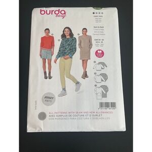 00539 - Burda Easy 6109 Sewing Pattern Women Shirt Dress Jersey Knit Sizes 34-44